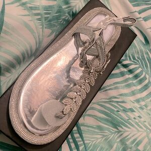 Azalea, Wang, silver rhinestone sandals, size 10
